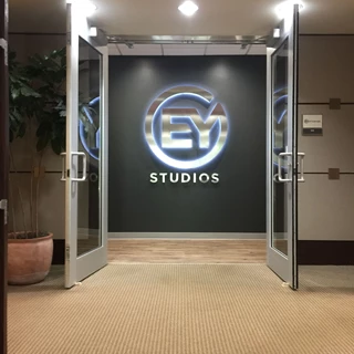 EY Studios lobby sign